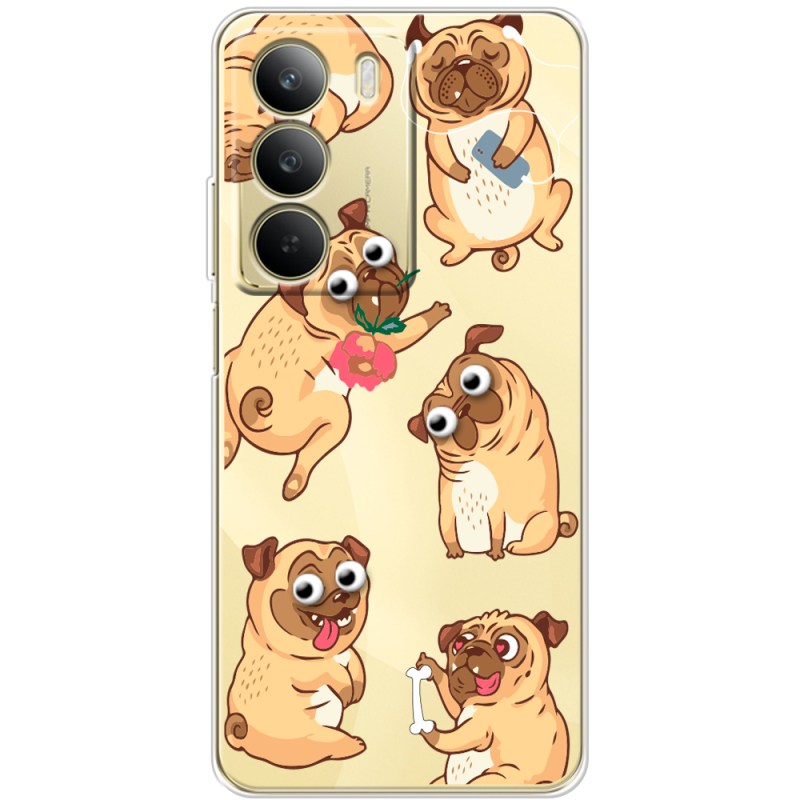 Прозорий чохол BoxFace Realme C71 с 3D-глазками Pug