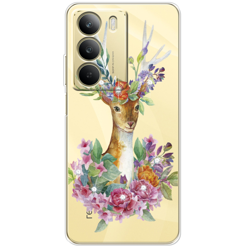 Чохол зі стразами Realme C71 Deer with flowers