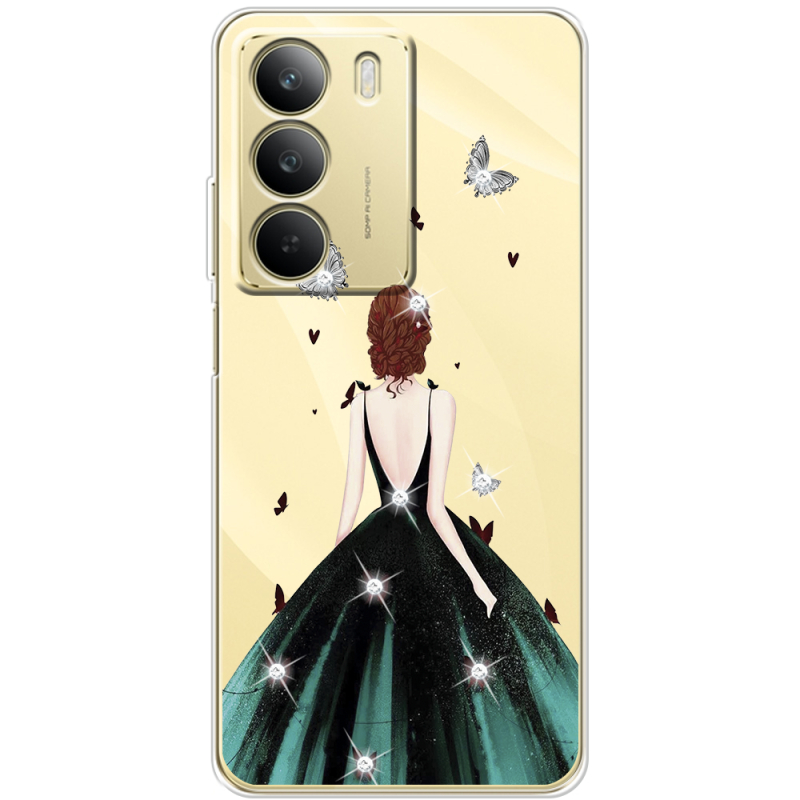 Чохол зі стразами Realme C71 Girl in the green dress