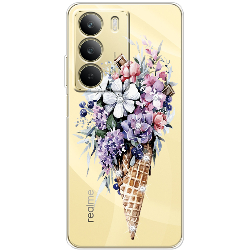 Чохол зі стразами Realme C71 Ice Cream Flowers
