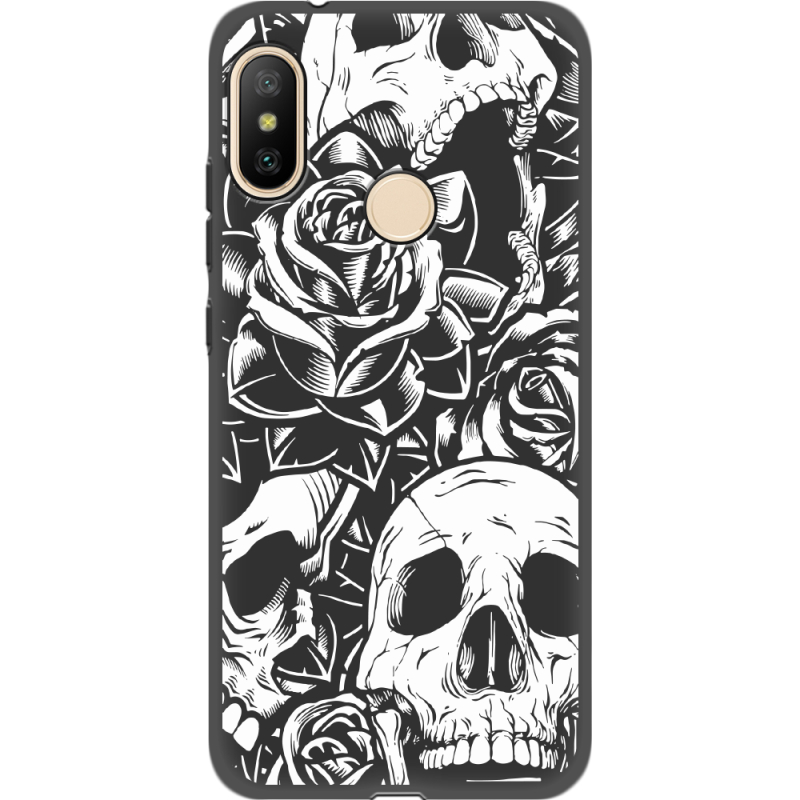 Черный чехол Uprint Xiaomi Mi A2 Lite Skull and Roses