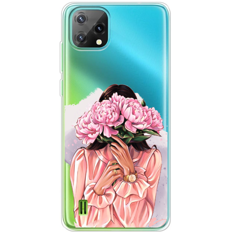 Прозорий чохол BoxFace Blackview Oscal C60 Девушка с Пионами