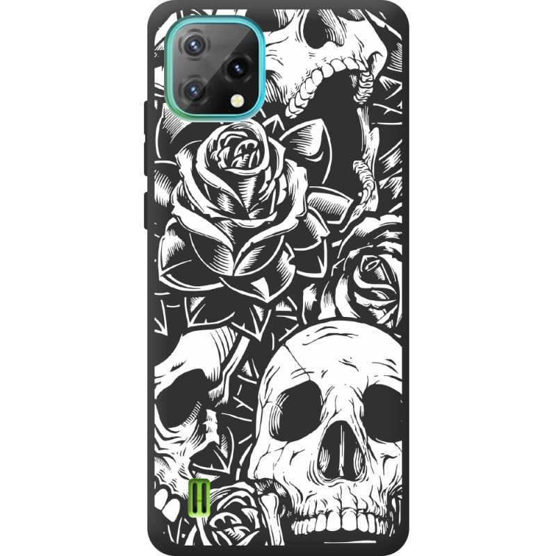 Чорний чохол BoxFace Blackview Oscal C60 Skull and Roses