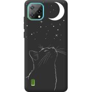 Чорний чохол BoxFace Blackview Oscal C60 Місячний кіт