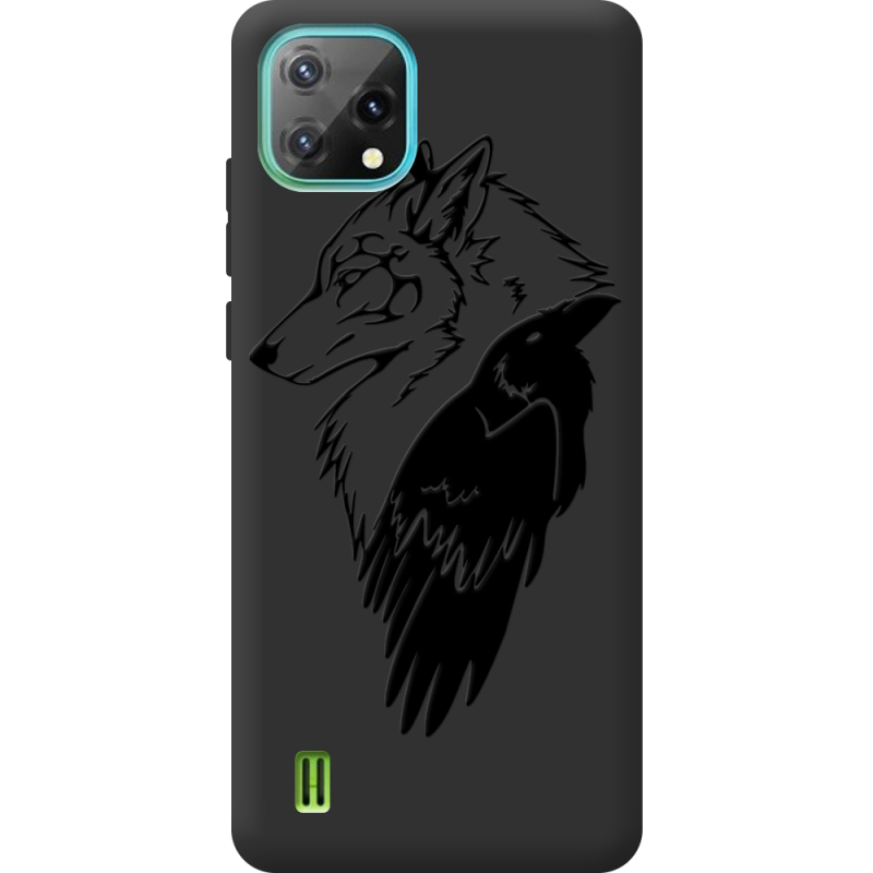 Чорний чохол BoxFace Blackview Oscal C60 Wolf and Raven