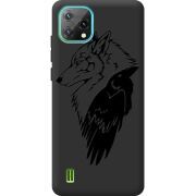 Чорний чохол BoxFace Blackview Oscal C60 Wolf and Raven