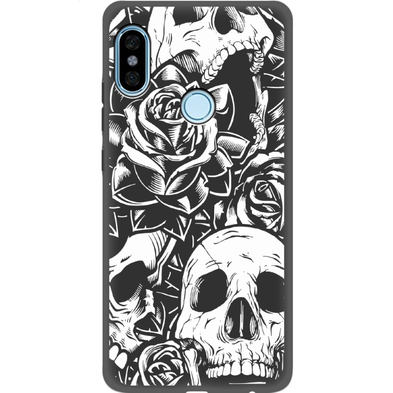 Черный чехол Uprint Xiaomi Redmi Note 5 / Note 5 Pro Skull and Roses