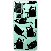 Прозорий чохол BoxFace Infinix Hot 60 Pro с 3D-глазками Black Kitty