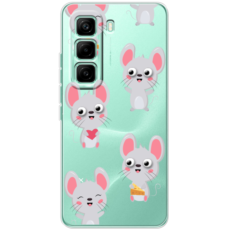 Прозорий чохол BoxFace Infinix Hot 60 Pro с 3D-глазками Mouse