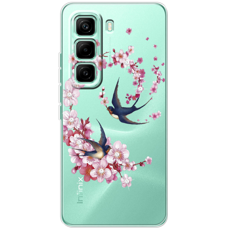 Чохол зі стразами Infinix Hot 60 Pro Swallows and Bloom