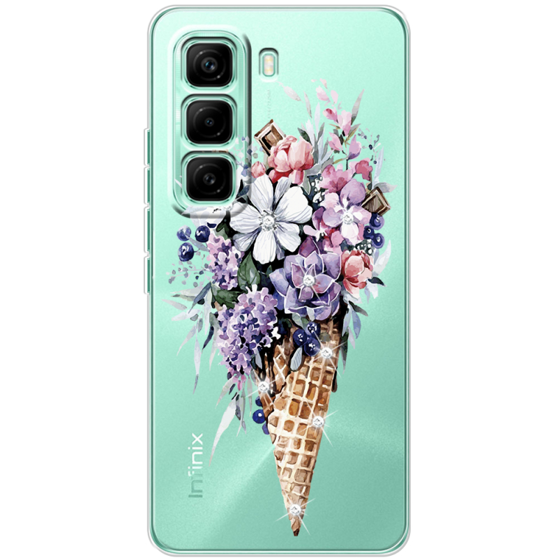 Чохол зі стразами Infinix Hot 60 Pro Ice Cream Flowers