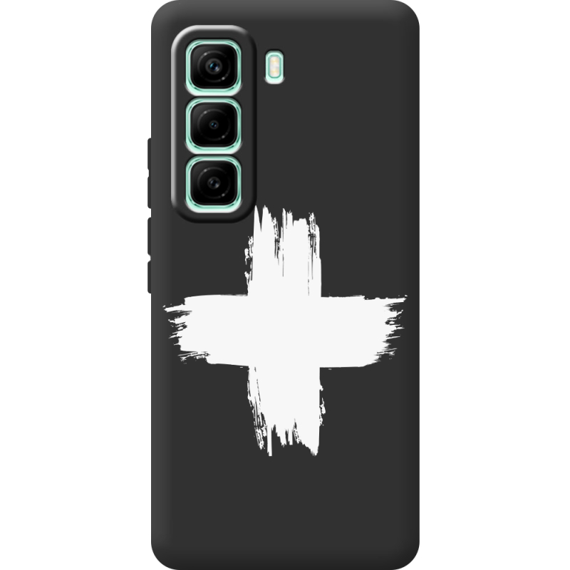 Чорний чохол BoxFace Infinix Hot 60 Pro Білий хрест ЗСУ