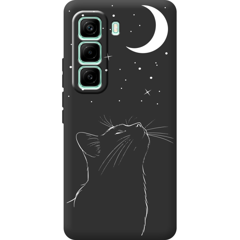 Чорний чохол BoxFace Infinix Hot 60 Pro Місячний кіт