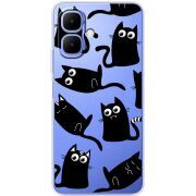 Прозорий чохол BoxFace Tecno Spark Go 2 с 3D-глазками Black Kitty