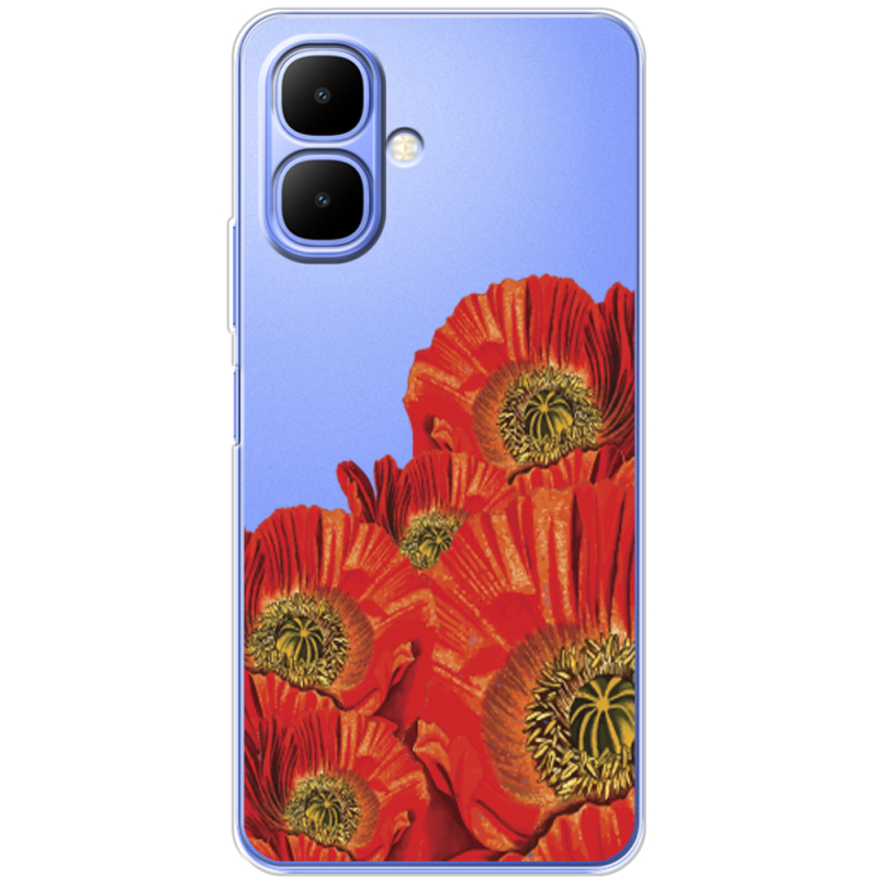 Прозорий чохол BoxFace Tecno Spark Go 2 Red Poppies