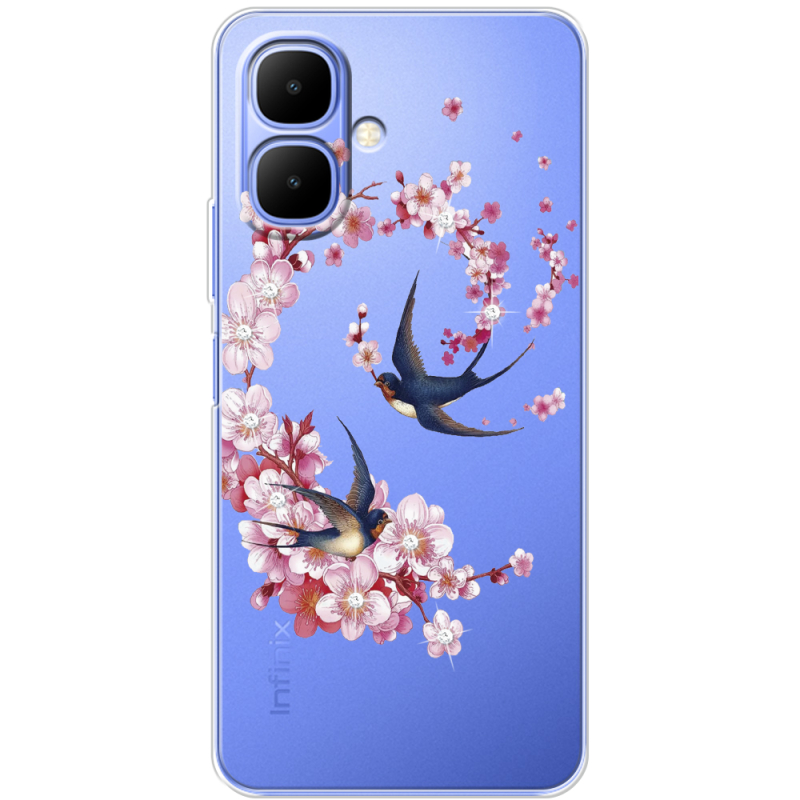 Чохол зі стразами Tecno Spark Go 2 Swallows and Bloom