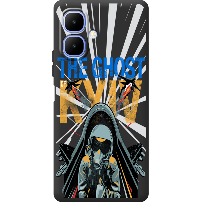 Чорний чохол BoxFace Tecno Spark Go 2 Привид Києва в дії