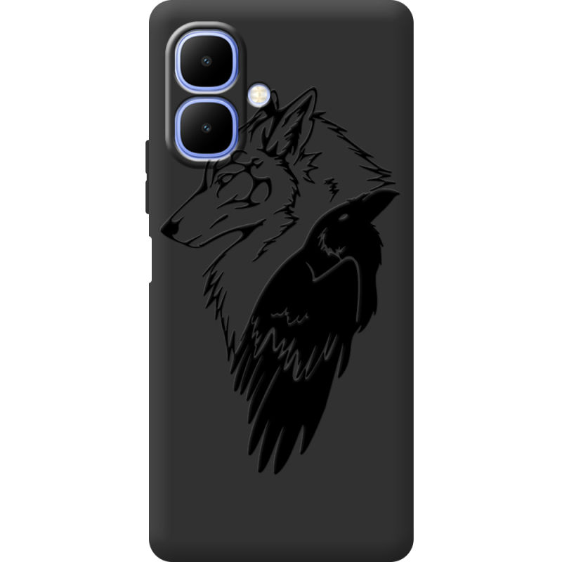 Чорний чохол BoxFace Tecno Spark Go 2 Wolf and Raven