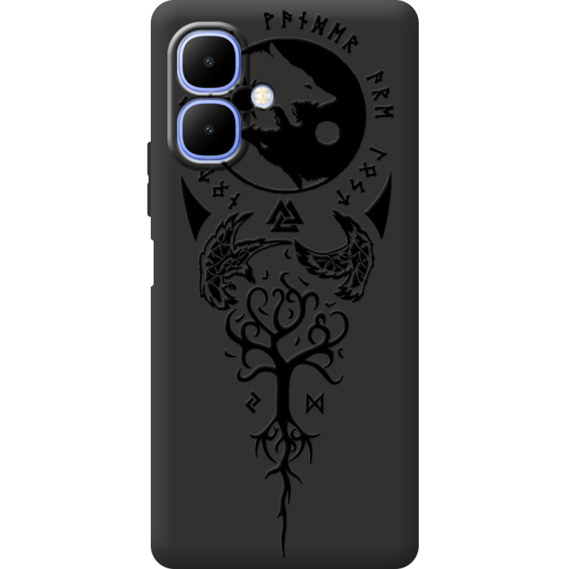 Чорний чохол BoxFace Tecno Spark Go 2 Hugin and Munin