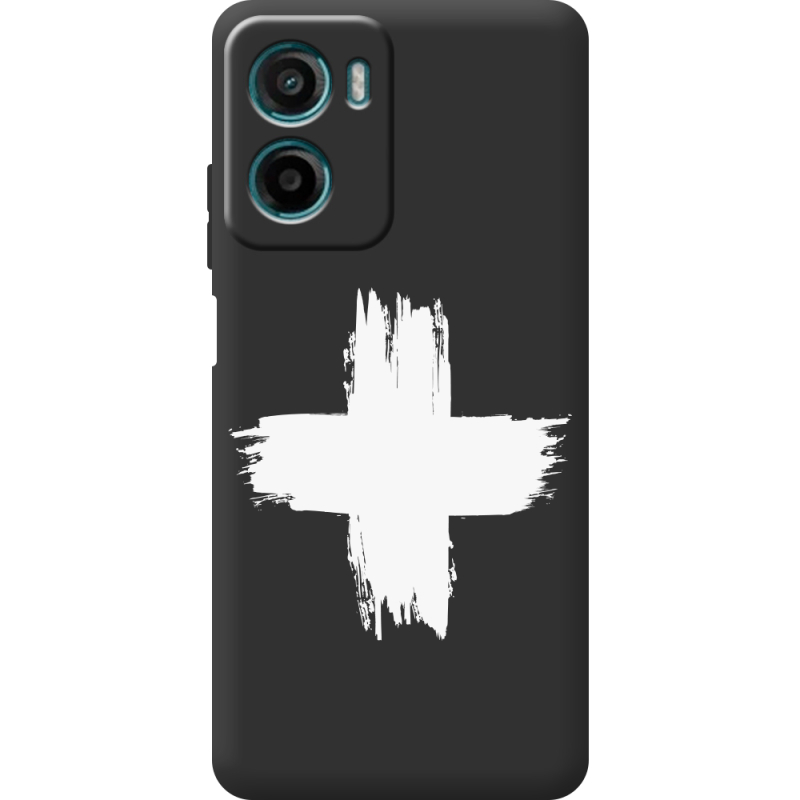 Чорний чохол BoxFace Motorola G06 Білий хрест ЗСУ