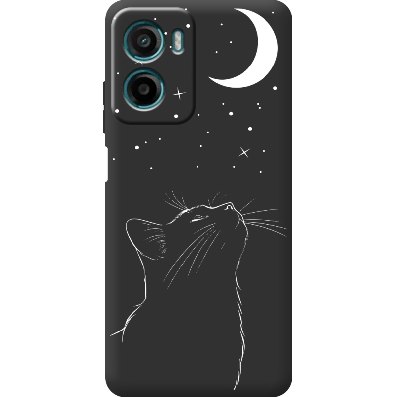 Чорний чохол BoxFace Motorola G06 Місячний кіт
