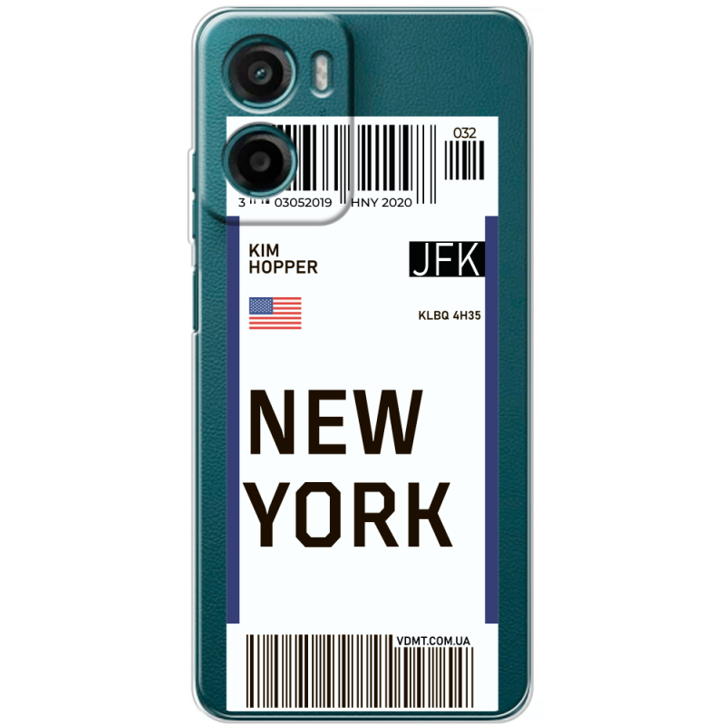 Прозорий чохол BoxFace Motorola G06 Ticket New York