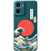 Прозорий чохол BoxFace Motorola G06 Большая волна в Канагаве