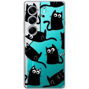 Прозорий чохол BoxFace Tecno Camon 40 с 3D-глазками Black Kitty