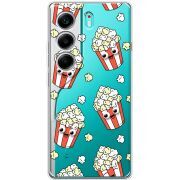 Прозорий чохол BoxFace Tecno Camon 40 с 3D-глазками Popcorn