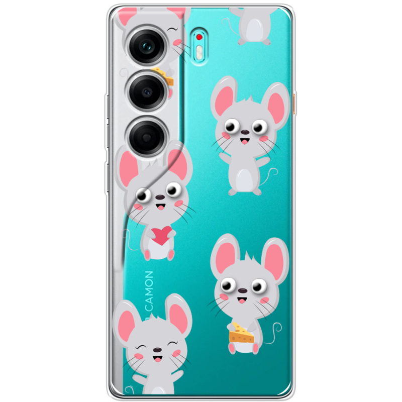 Прозорий чохол BoxFace Tecno Camon 40 с 3D-глазками Mouse