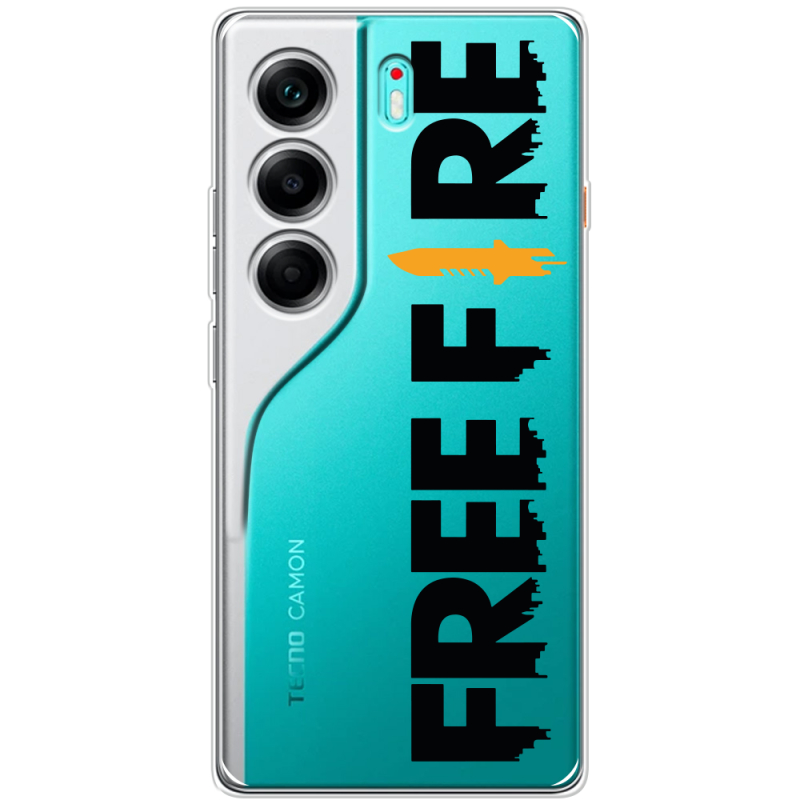 Прозорий чохол BoxFace Tecno Camon 40 Free Fire Black Logo