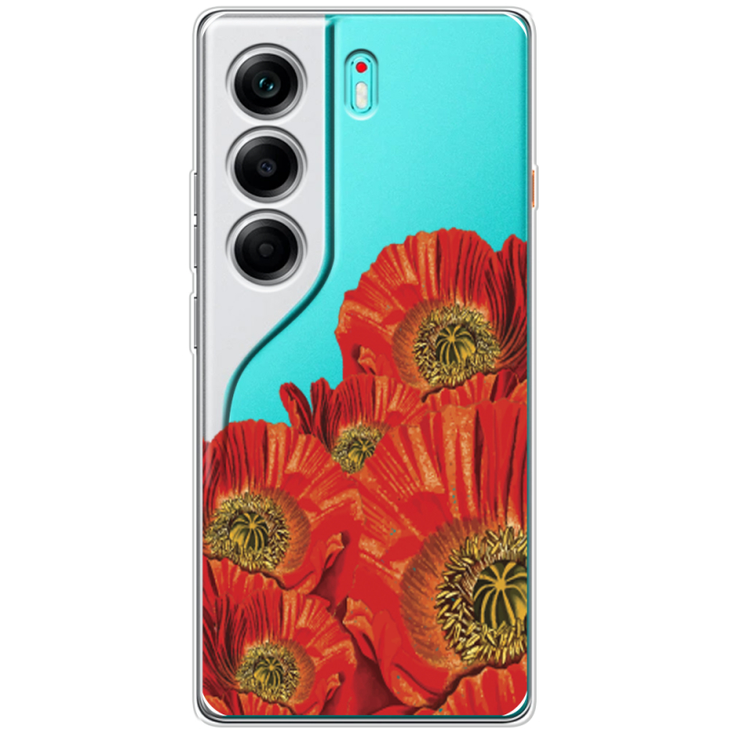 Прозорий чохол BoxFace Tecno Camon 40 Red Poppies
