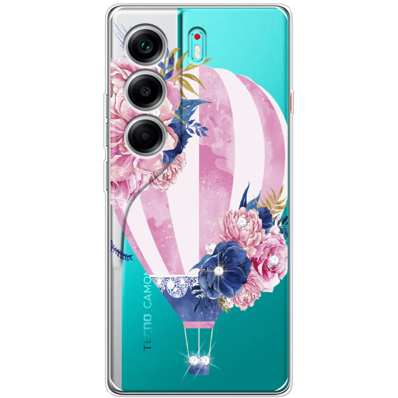 Чохол зі стразами Tecno Camon 40 Pink Air Baloon