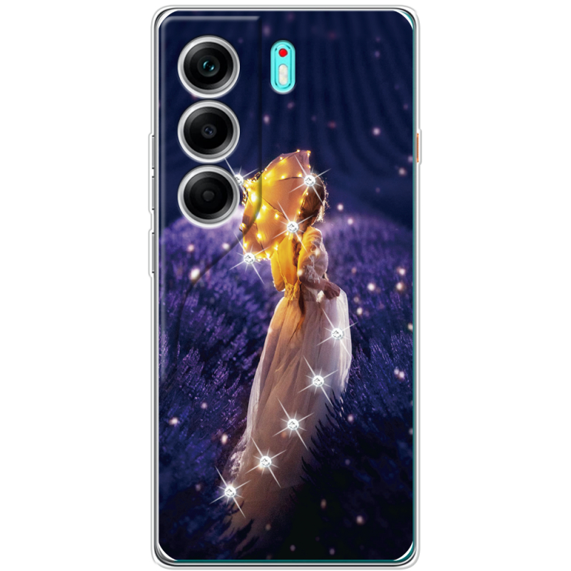 Чохол зі стразами Tecno Camon 40 Girl with Umbrella