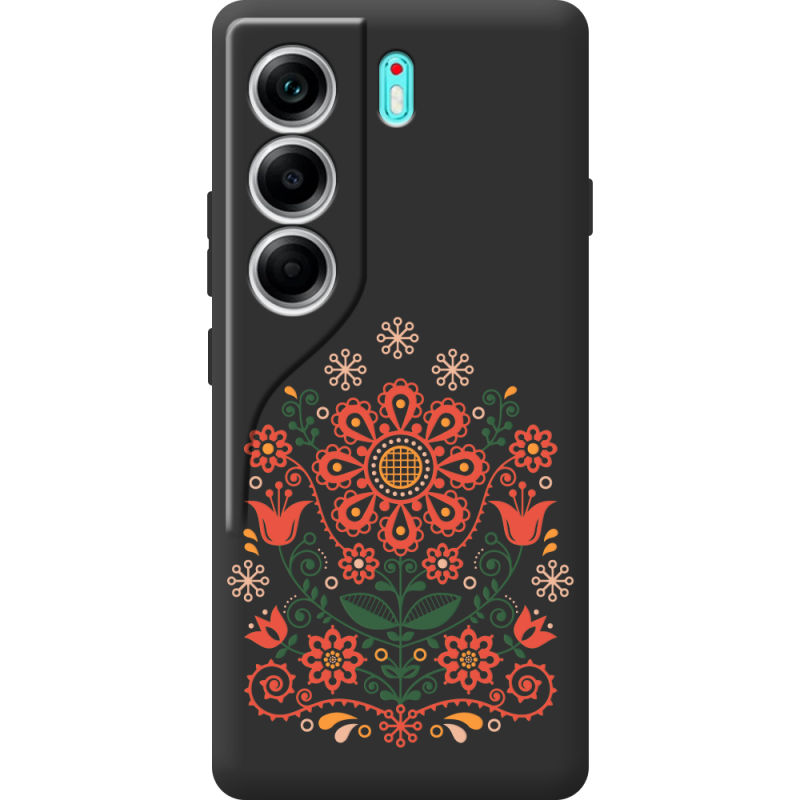 Чорний чохол BoxFace Tecno Camon 40 Ukrainian Ornament
