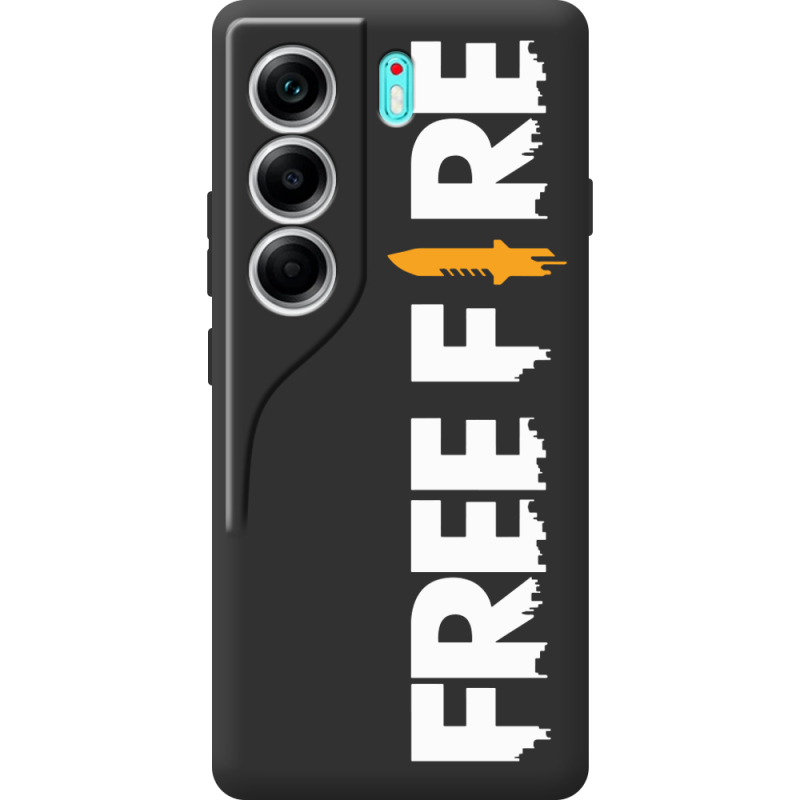 Чорний чохол BoxFace Tecno Camon 40 Free Fire White Logo