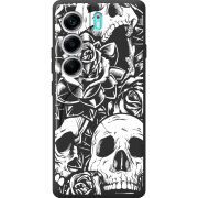 Чорний чохол BoxFace Tecno Camon 40 Skull and Roses
