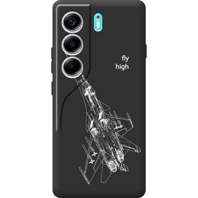 Чорний чохол BoxFace Tecno Camon 40 Військовий літак