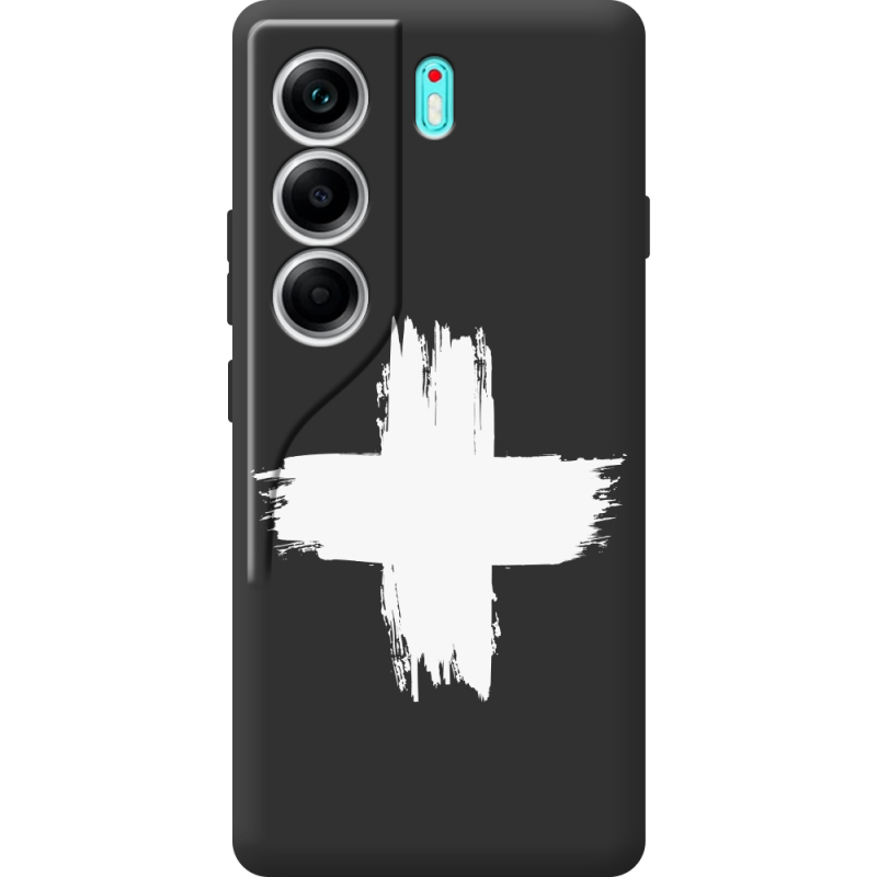 Чорний чохол BoxFace Tecno Camon 40 Білий хрест ЗСУ