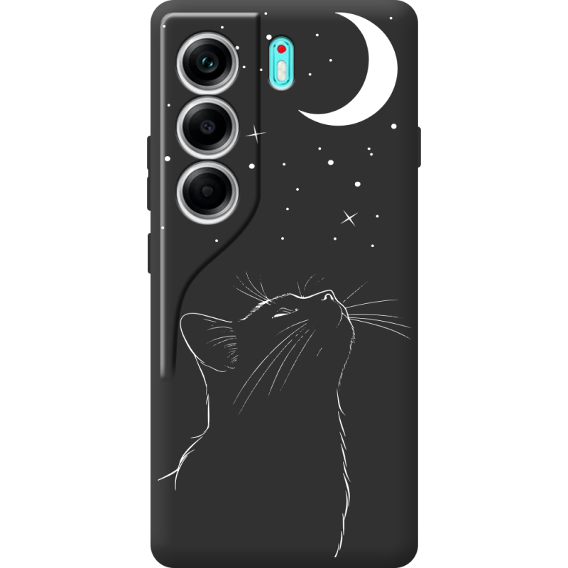 Чорний чохол BoxFace Tecno Camon 40 Місячний кіт