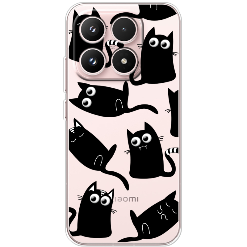 Прозорий чохол BoxFace Xiaomi 17 с 3D-глазками Black Kitty