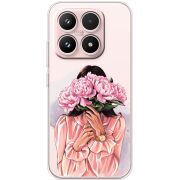 Прозорий чохол BoxFace Xiaomi 17 Девушка с Пионами