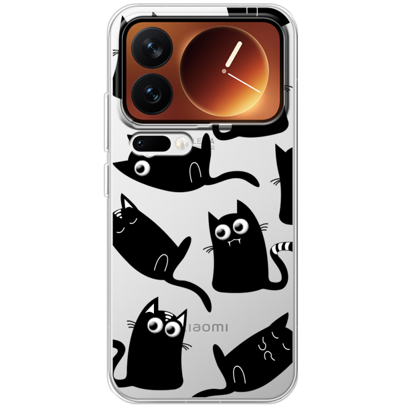 Прозорий чохол BoxFace Xiaomi 17 Pro с 3D-глазками Black Kitty