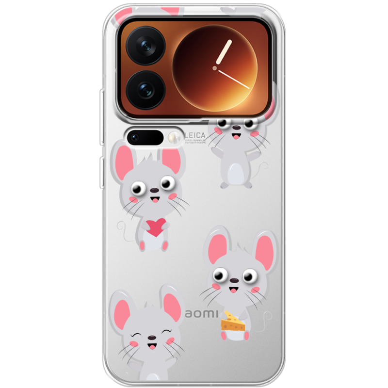 Прозорий чохол BoxFace Xiaomi 17 Pro с 3D-глазками Mouse