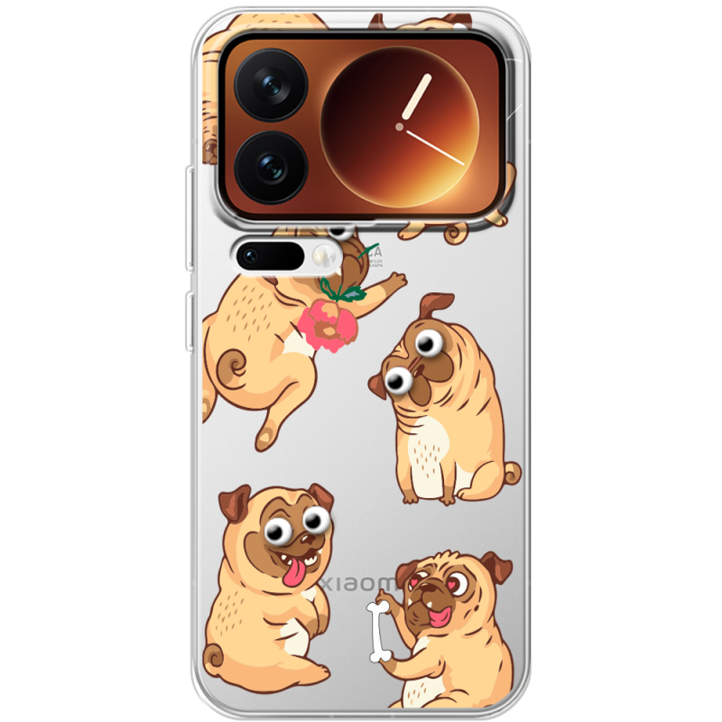 Прозорий чохол BoxFace Xiaomi 17 Pro с 3D-глазками Pug
