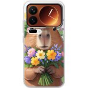 Прозорий чохол BoxFace Xiaomi 17 Pro Капибара з квітами