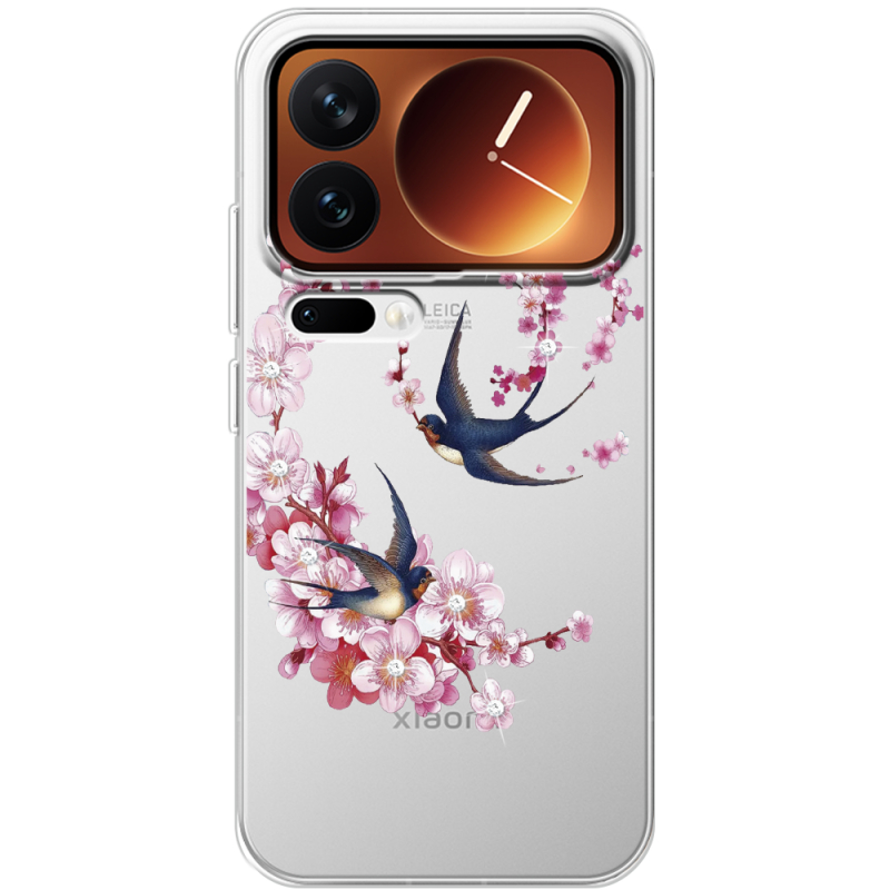 Чохол зі стразами Xiaomi 17 Pro Swallows and Bloom
