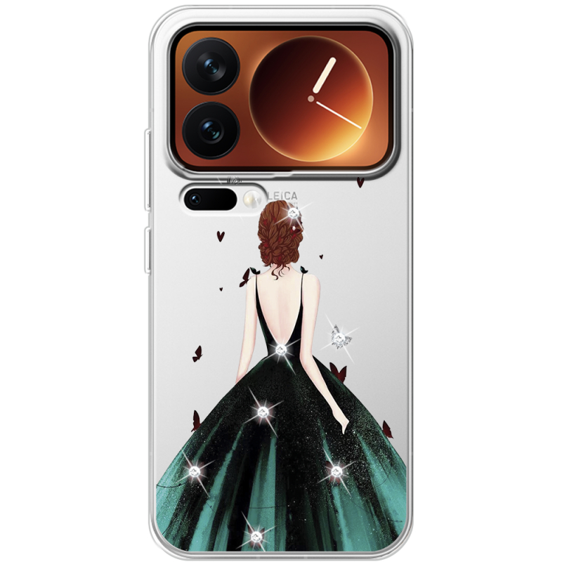 Чохол зі стразами Xiaomi 17 Pro Girl in the green dress