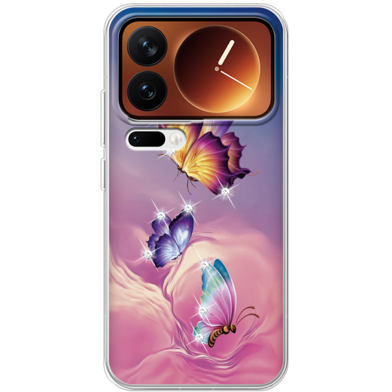 Чохол зі стразами Xiaomi 17 Pro Butterflies