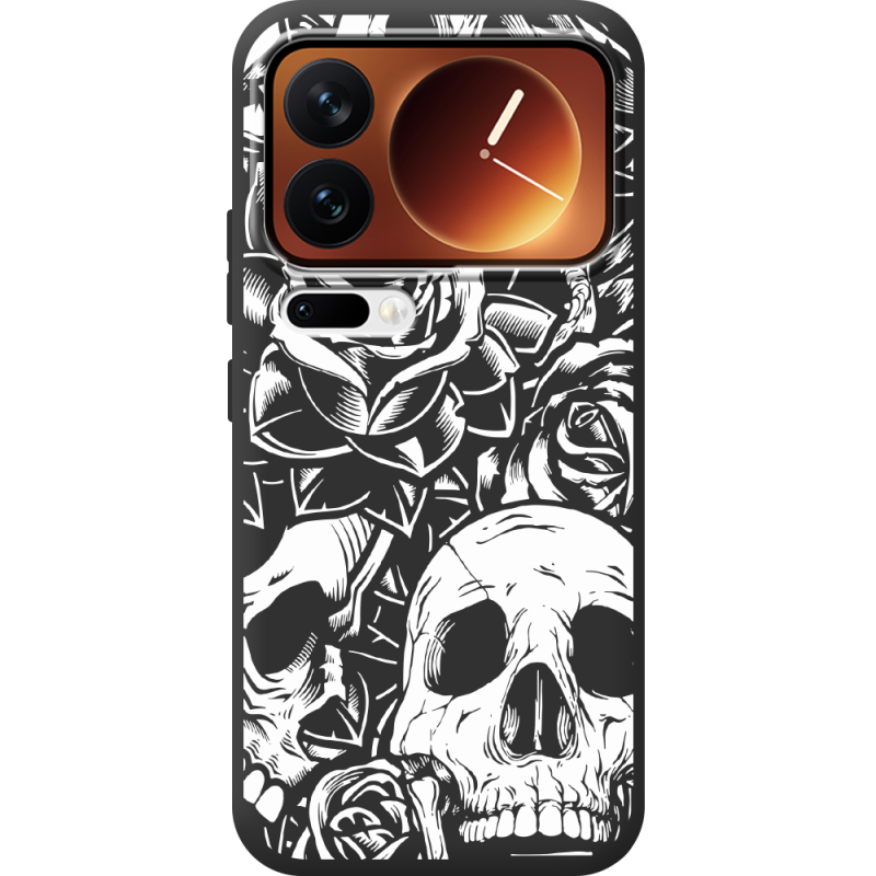 Чорний чохол BoxFace Xiaomi 17 Pro Skull and Roses